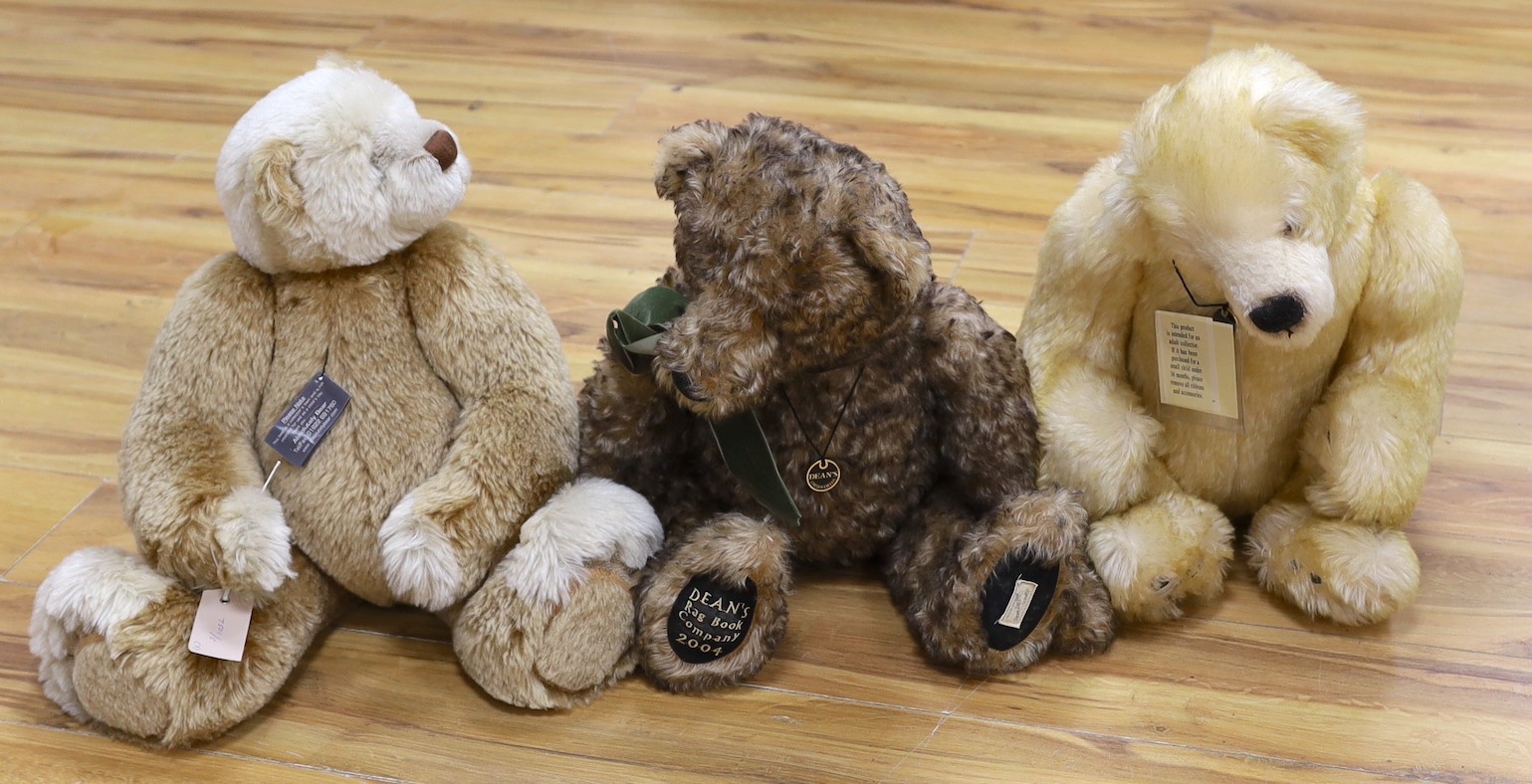 Two Deans Teddy bears, ‘Lemon Squeezy’ and limited edition Teddy bear of the Year, 2004, and an Absolutely Bear (3)